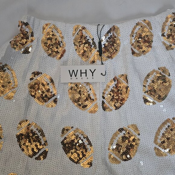 WHY DRESS White & Gold Sequin Football-Shaped Embellished Shorts Size Small, NWT - Picture 4 of 9